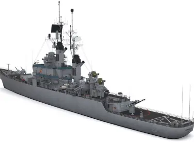CG 21 - USS Gridley Low-poly 3D model