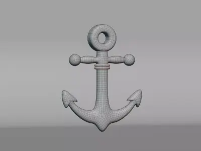 Metallic Ship Anchor Low-poly 3D model