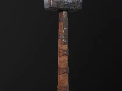 Old Viking Hammer Weapon - Game Ready - Low Poly Low-poly 3D model