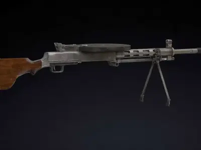  Degtyaryov machine gun Low Poly Low-poly 3D model