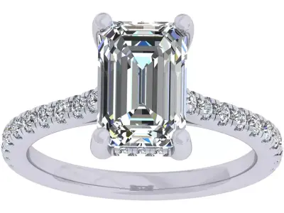 3ct Emerald Stone Cathadral Ring 3D print model
