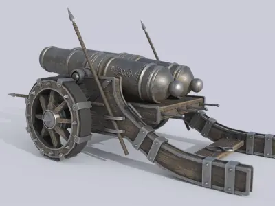 Fantasy cannon Low-poly 3D model