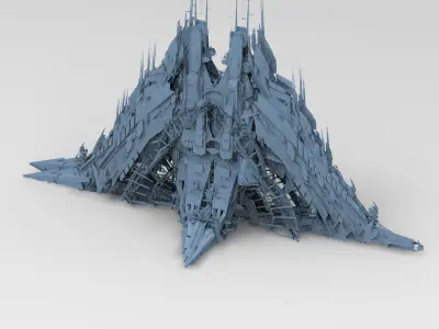 Cyberpunk magma oil rig fountain 1 3D model