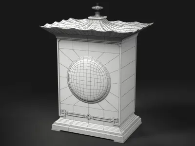 Chinoiserie Antique Clock Low-poly 3D model