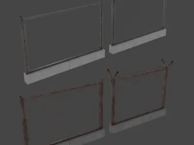 Barbed Wire Fence Low-poly 3D model