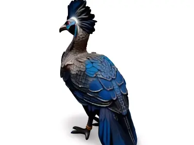 Stylized Robotic Crane Bird Model Low-poly 3D model