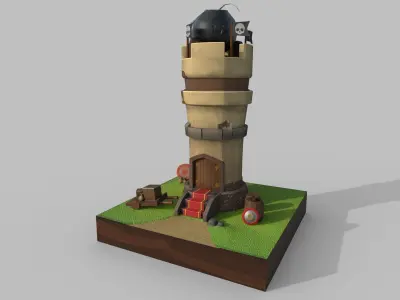 Stylized Tower Low-poly 3D model purchase