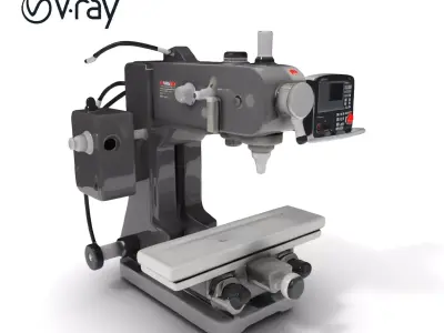 CNC Milling Machine Model Pack with Detailed Features Low-poly 3D model