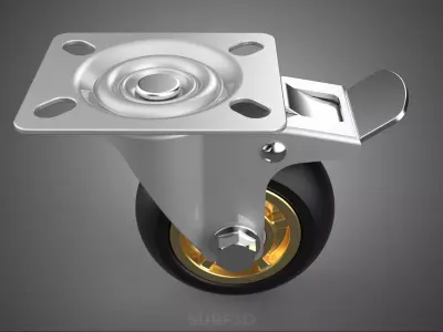 HEAVY DUTY SWIVEL CASTER CASTOR ROLLER WHEEL TIRE BRAKE LOCK IN 3D model