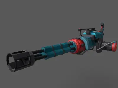machine gun  with texture Low-poly 3D model