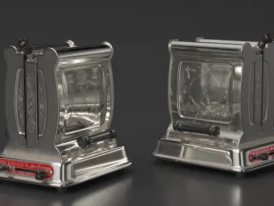 Auto-Toastmaker Vintage Side Load Toaster Chrome 3D model