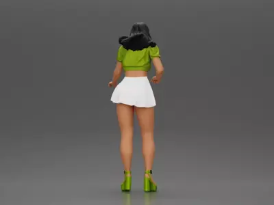 woman standing with a top skirt looking want to hold something 3D print model