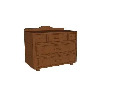 Antique Timber Drawer Cabinet Carpentered Craft Malaysia 3D model