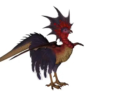 Cockatrice Fantasy Bird Creature 3D Model Low-poly 3D model