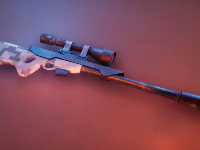Stylized Sniper Rifle Low-poly 3D model
