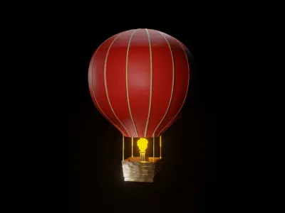 Hot Air Balloon Low-poly 3D model 12