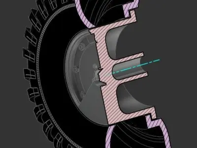 Offroad rim and tire for 1 to 24th scale modeling vehicle 3D print model