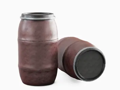 Dirty Plastic Barrel 02 Low-poly 3D model