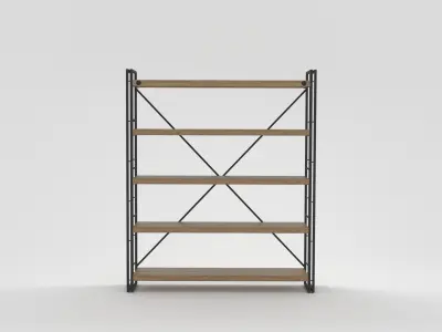 Industrial Wooden Metal Frame Shelf 3D model