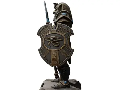 Egyptian Statue Character T Low-Poly High Poly Low-poly 3D model