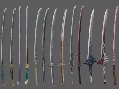 weapon Katana Low-poly 3D model
