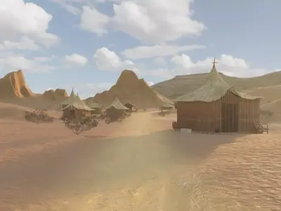 Desert Village At Sunset 3D model