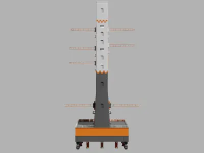 Long March 7 launch vehicle---With Launch Pad---Blend-FBX 3D model