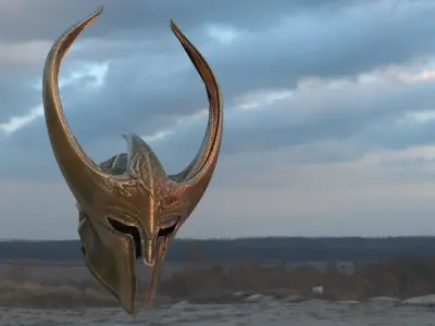 Fantasy Helmet Horned 3D model