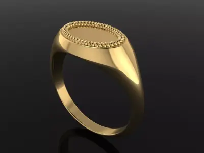 DAINTY SIDE OVAL SIGNET RING ROPE TWIST MIX SIZE 3D print model