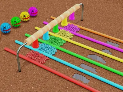 PacMan Filling Balls in a Vehicle Shape pit 3D model