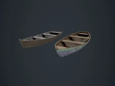 Wooden Boats Low-poly 3D model