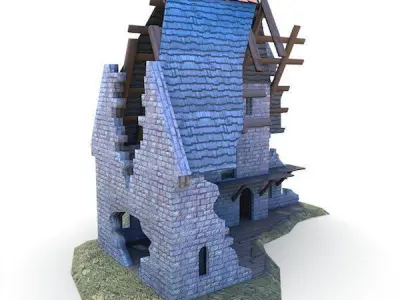 Medieval Building 48 Ruined Church Low-poly 3D model