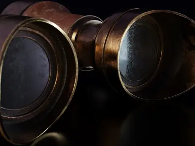 Vintage Brass Binoculars 4K 3D model