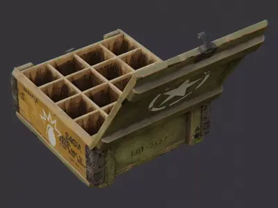 US Grenade Cache Crate Military Explosive Box Low-poly 3D model