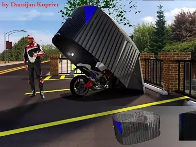 motorbike garage bike guard 3d model Low-poly 3D model