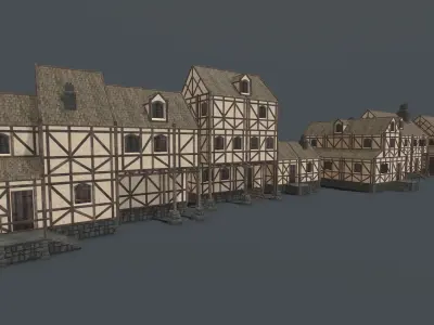 Medieval Houses PACK PBR Low-poly 3D model