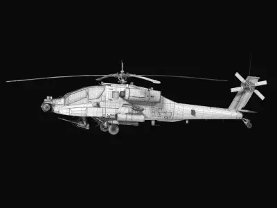 AH64A Apache Helicopter Desert Rigged Low-poly 3D model