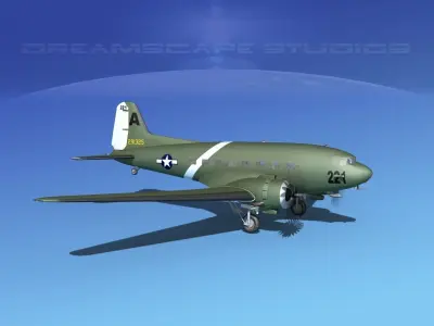 Douglas C-47 Dakota USAAF V4 3D model