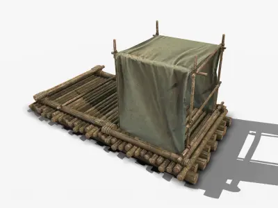 Wooden Raft 2 Low-poly 3D model