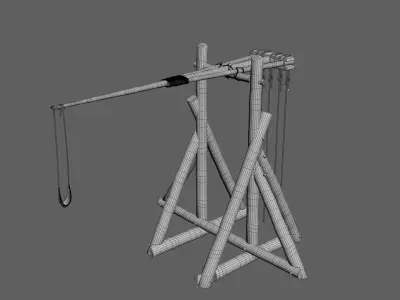 Medieval mangonel catapult Low-poly 3D model
