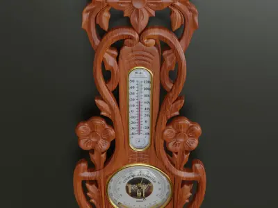 Wall mounted  barometer thermometer 3D model