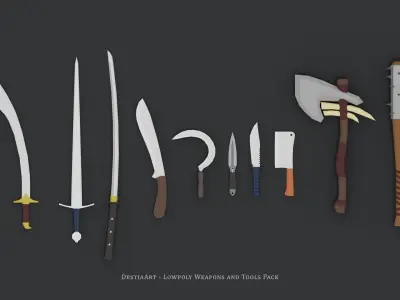 Lowpoly Weapons and Tools Pack Low-poly 3D model