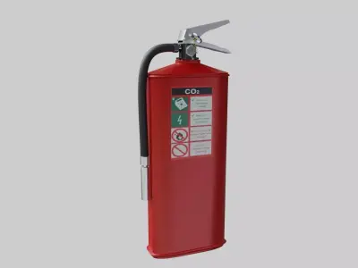 Flat Fire Extinguisher Oval - Safety and Emergency Equipment Low-poly 3D model