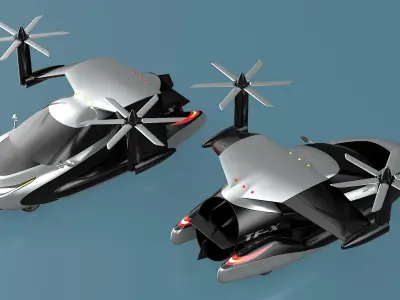  Futuristic Flying Car Concept with Rotors 
