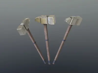 Hammer - Silver Low-poly 3D model