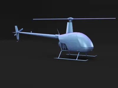 Small yellow passenger helicopter 3D model