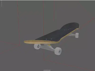 Rigged Skateboard Low-poly 3D model