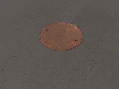 3 types Manhole decal Low-poly 3D model