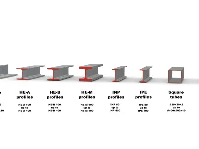Steel Profiles - 8 Types - 175 Files 3D CAD Collection 3D model