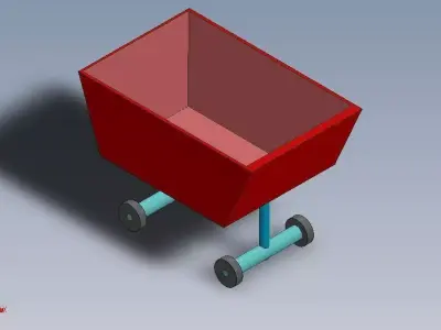 solid wheelbarrow with wheels Free 3D model